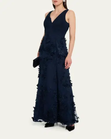 Aidan Mattox Embroidered Floral Applique Gown | Thumbnail 6 Aidan Mattox Embroidered Floral Applique Gown | Thumbnail 6