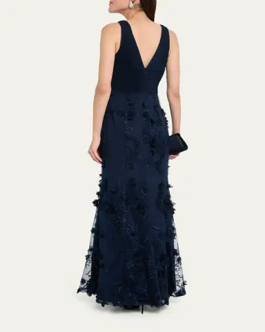 Aidan Mattox Embroidered Floral Applique Gown | Thumbnail 7 Aidan Mattox Embroidered Floral Applique Gown | Thumbnail 7