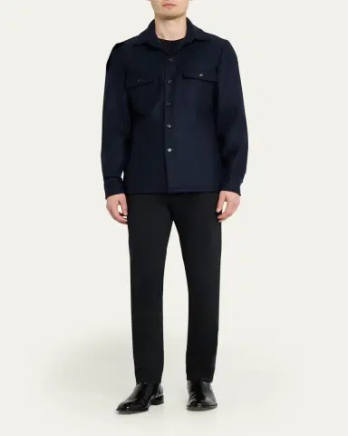 Cesare Attolini Men's Wool Flap-Pocket Overshirt | Thumbnail 2 Cesare Attolini Men's Wool Flap-Pocket Overshirt | Thumbnail 2