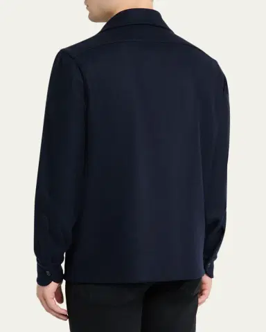 Cesare Attolini Men's Wool Flap-Pocket Overshirt | Thumbnail 3 Cesare Attolini Men's Wool Flap-Pocket Overshirt | Thumbnail 3
