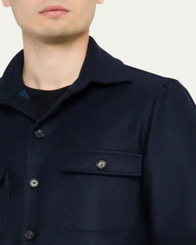 Cesare Attolini Men's Wool Flap-Pocket Overshirt | Thumbnail 5 Cesare Attolini Men's Wool Flap-Pocket Overshirt | Thumbnail 5