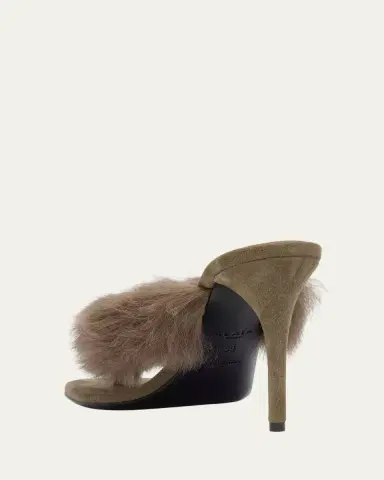 Alaïa 90mm Shearling and Leather Thong Sandals | Thumbnail 4 Alaïa 90mm Shearling and Leather Thong Sandals | Thumbnail 4