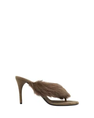 Alaïa 90mm Shearling and Leather Thong Sandals | Thumbnail 1 Alaïa 90mm Shearling and Leather Thong Sandals | Thumbnail 1