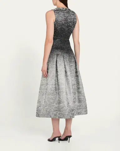 Oscar de la Renta Sleeveless Ombre Metallic Boucle Jacquard Midi Dress | Thumbnail 3 Oscar de la Renta Sleeveless Ombre Metallic Boucle Jacquard Midi Dress | Thumbnail 3