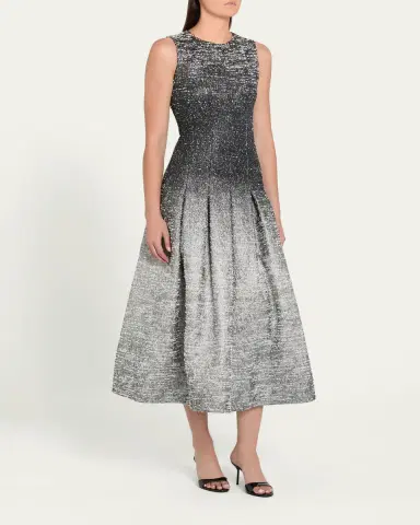 Oscar de la Renta Sleeveless Ombre Metallic Boucle Jacquard Midi Dress | Thumbnail 4 Oscar de la Renta Sleeveless Ombre Metallic Boucle Jacquard Midi Dress | Thumbnail 4