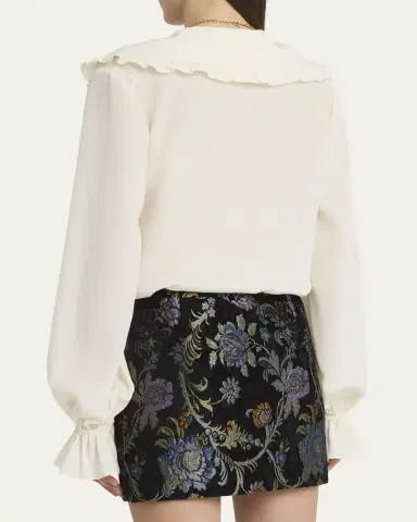 Chloé Bertha-Collar Ruffle Button-Down Silk Blouse | Thumbnail 3 Chloé Bertha-Collar Ruffle Button-Down Silk Blouse | Thumbnail 3