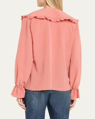Chloé Bertha-Collar Ruffle Button-Down Silk Blouse | Thumbnail 7 Chloé Bertha-Collar Ruffle Button-Down Silk Blouse | Thumbnail 7