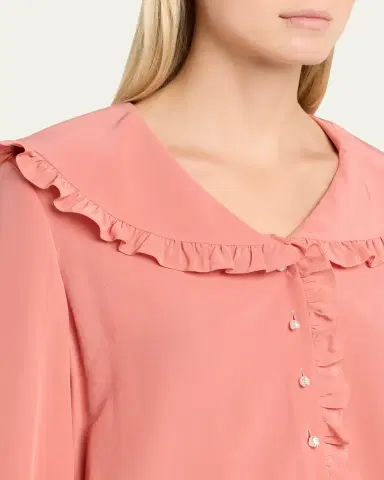 Chloé Bertha-Collar Ruffle Button-Down Silk Blouse | Thumbnail 9 Chloé Bertha-Collar Ruffle Button-Down Silk Blouse | Thumbnail 9
