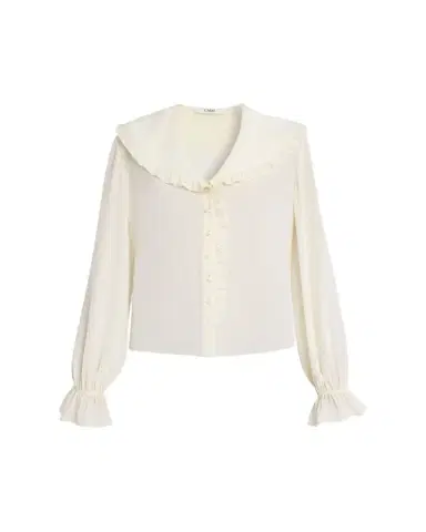 Chloé Bertha-Collar Ruffle Button-Down Silk Blouse | Thumbnail 1 Chloé Bertha-Collar Ruffle Button-Down Silk Blouse | Thumbnail 1