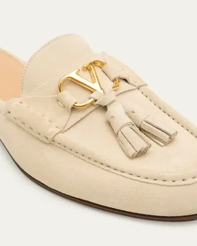 Valentino Garavani VLogo Signature Suede Loafer Mules | Thumbnail 5 Valentino Garavani VLogo Signature Suede Loafer Mules | Thumbnail 5