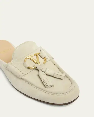 Valentino Garavani VLogo Signature Suede Loafer Mules | Thumbnail 7 Valentino Garavani VLogo Signature Suede Loafer Mules | Thumbnail 7