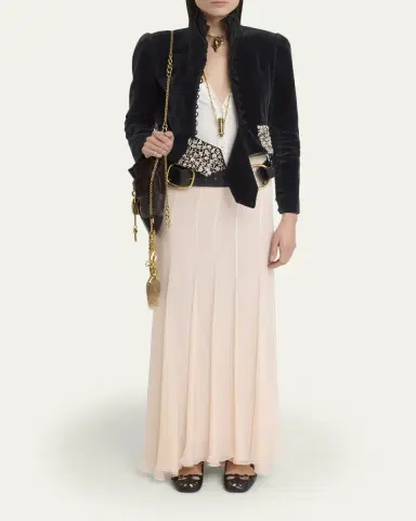Chloé Spencer Embroidered-Belt Velvet Crop Jacket | Thumbnail 2 Chloé Spencer Embroidered-Belt Velvet Crop Jacket | Thumbnail 2