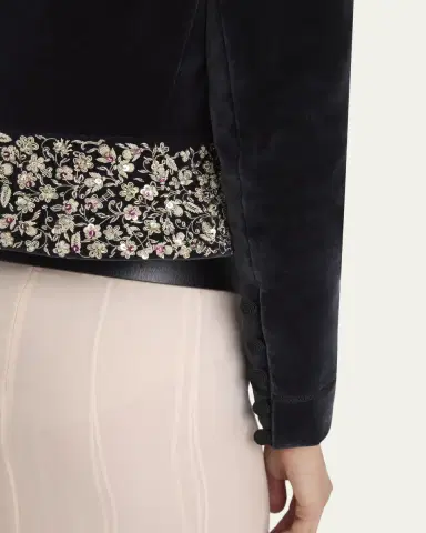 Chloé Spencer Embroidered-Belt Velvet Crop Jacket | Thumbnail 5 Chloé Spencer Embroidered-Belt Velvet Crop Jacket | Thumbnail 5