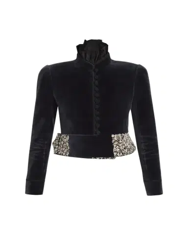 Chloé Spencer Embroidered-Belt Velvet Crop Jacket | Thumbnail 1 Chloé Spencer Embroidered-Belt Velvet Crop Jacket | Thumbnail 1
