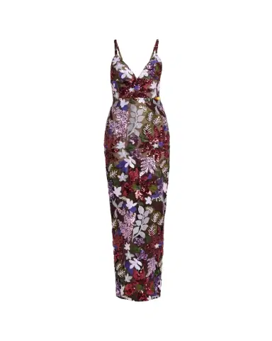 Bronx Banco Allegra Sequin Floral-Embroidered Column Gown | Thumbnail 1 Bronx Banco Allegra Sequin Floral-Embroidered Column Gown | Thumbnail 1