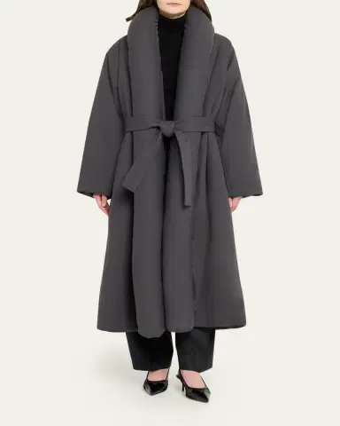 Alaïa Padded-Lapel Long Wrap Coat | Thumbnail 2 Alaïa Padded-Lapel Long Wrap Coat | Thumbnail 2