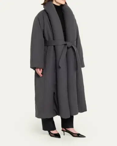 Alaïa Padded-Lapel Long Wrap Coat | Thumbnail 4 Alaïa Padded-Lapel Long Wrap Coat | Thumbnail 4