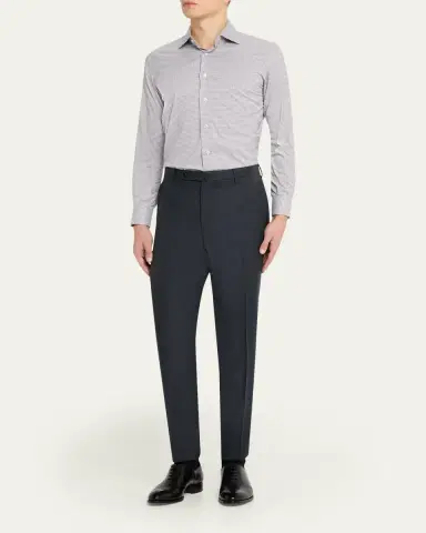 Incotex Men's Micro-Houndstooth Wool and Cashmere Trousers | Thumbnail 2 Incotex Men's Micro-Houndstooth Wool and Cashmere Trousers | Thumbnail 2