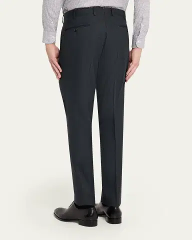 Incotex Men's Micro-Houndstooth Wool and Cashmere Trousers | Thumbnail 3 Incotex Men's Micro-Houndstooth Wool and Cashmere Trousers | Thumbnail 3