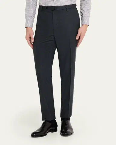 Incotex Men's Micro-Houndstooth Wool and Cashmere Trousers | Thumbnail 4 Incotex Men's Micro-Houndstooth Wool and Cashmere Trousers | Thumbnail 4