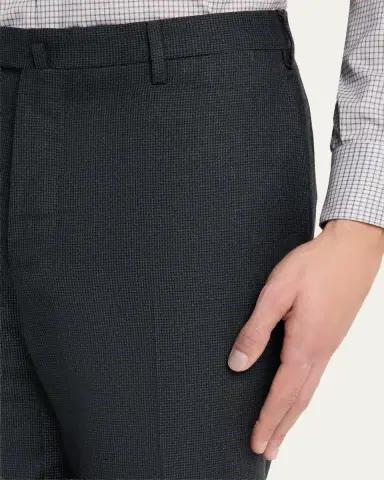 Incotex Men's Micro-Houndstooth Wool and Cashmere Trousers | Thumbnail 5 Incotex Men's Micro-Houndstooth Wool and Cashmere Trousers | Thumbnail 5