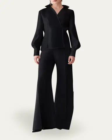 Carolina Herrera Long-Sleeve Silk Wrap Blouse | Thumbnail 2 Carolina Herrera Long-Sleeve Silk Wrap Blouse | Thumbnail 2