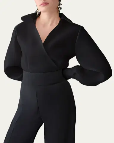 Carolina Herrera Long-Sleeve Silk Wrap Blouse | Thumbnail 4 Carolina Herrera Long-Sleeve Silk Wrap Blouse | Thumbnail 4