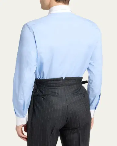 TOM FORD Men's Poplin Contrast-Trim Sport Shirt | Thumbnail 3 TOM FORD Men's Poplin Contrast-Trim Sport Shirt | Thumbnail 3