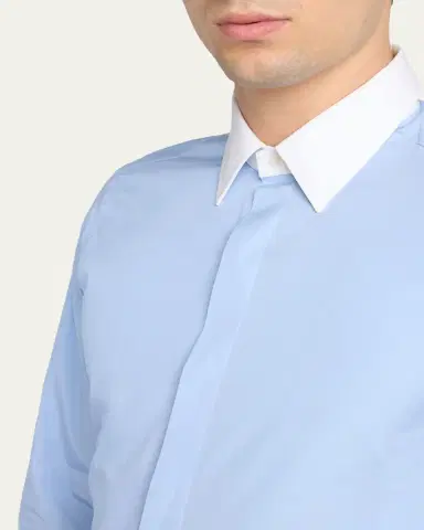 TOM FORD Men's Poplin Contrast-Trim Sport Shirt | Thumbnail 5 TOM FORD Men's Poplin Contrast-Trim Sport Shirt | Thumbnail 5