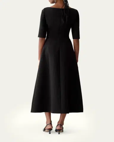 Carolina Herrera Embroidered Boat-Neck Midi Dress | Thumbnail 3 Carolina Herrera Embroidered Boat-Neck Midi Dress | Thumbnail 3