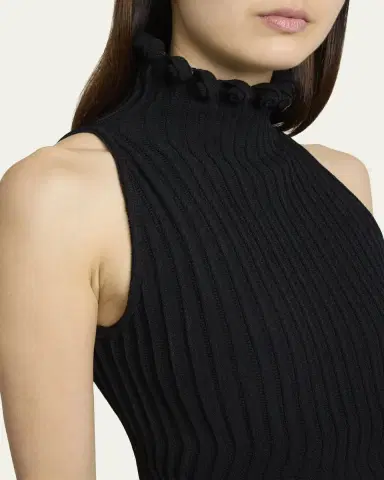 Alaïa Turtleneck Sleeveless Rib Fit-&-Flare Dress | Thumbnail 5 Alaïa Turtleneck Sleeveless Rib Fit-&-Flare Dress | Thumbnail 5