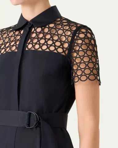 Akris punto Dot Eyelet Short-Sleeve Cotton Poplin Midi Shirtdress | Thumbnail 5 Akris punto Dot Eyelet Short-Sleeve Cotton Poplin Midi Shirtdress | Thumbnail 5