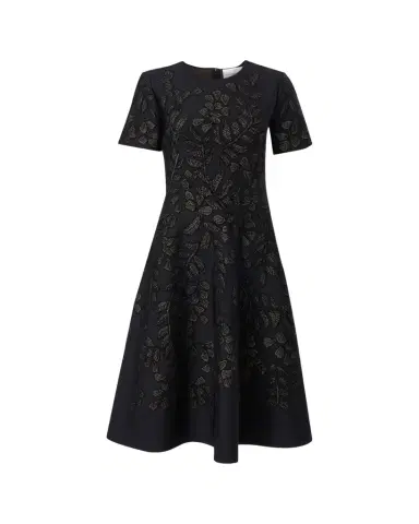 Carolina Herrera Gold-Leaf Jacquard Midi Dress | Thumbnail 1 Carolina Herrera Gold-Leaf Jacquard Midi Dress | Thumbnail 1