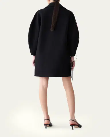 Carolina Herrera Floral-Embroidered Wool Cocoon Coat | Thumbnail 3 Carolina Herrera Floral-Embroidered Wool Cocoon Coat | Thumbnail 3