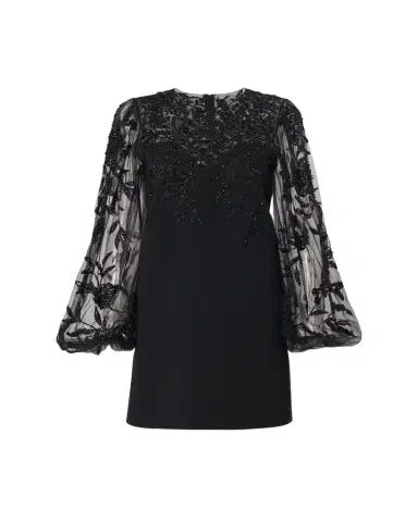 Carolina Herrera Embroidered Puff-Sleeve Mini Dress | Thumbnail 1 Carolina Herrera Embroidered Puff-Sleeve Mini Dress | Thumbnail 1