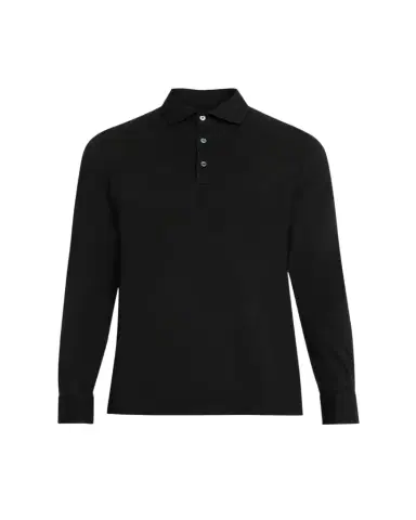 Fedeli Men's Giza Cotton Long-Sleeve Pique Polo Shirt | Thumbnail 1 Fedeli Men's Giza Cotton Long-Sleeve Pique Polo Shirt | Thumbnail 1