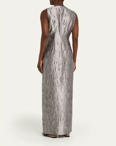 Lafayette 148 New York Sleeveless Metallic Jacquard Column Gown | Thumbnail 3 Lafayette 148 New York Sleeveless Metallic Jacquard Column Gown | Thumbnail 3