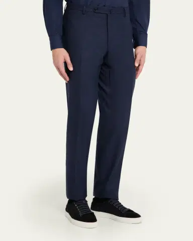 Incotex Men's Micro-Houndstooth Wool and Cashmere Trousers | Thumbnail 4 Incotex Men's Micro-Houndstooth Wool and Cashmere Trousers | Thumbnail 4