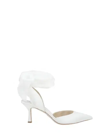 Badgley Mischka Blaze Satin Ankle-Wrap Halter Pumps | Thumbnail 1 Badgley Mischka Blaze Satin Ankle-Wrap Halter Pumps | Thumbnail 1