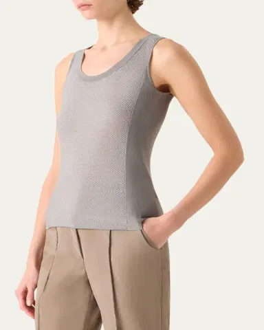 Akris Two-Tone Grid Knit Tank Top | Thumbnail 4 Akris Two-Tone Grid Knit Tank Top | Thumbnail 4