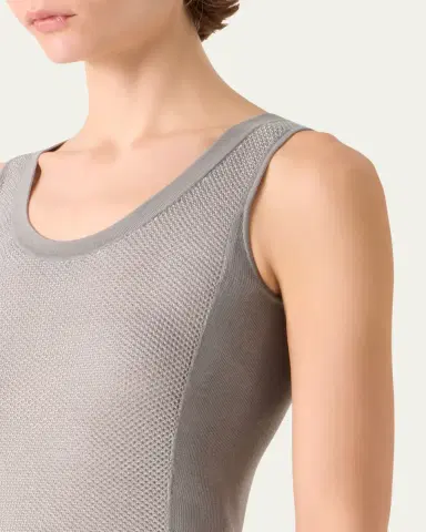 Akris Two-Tone Grid Knit Tank Top | Thumbnail 5 Akris Two-Tone Grid Knit Tank Top | Thumbnail 5