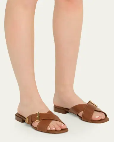 Prada Triangle Leather Slide Sandals | Thumbnail 2 Prada Triangle Leather Slide Sandals | Thumbnail 2