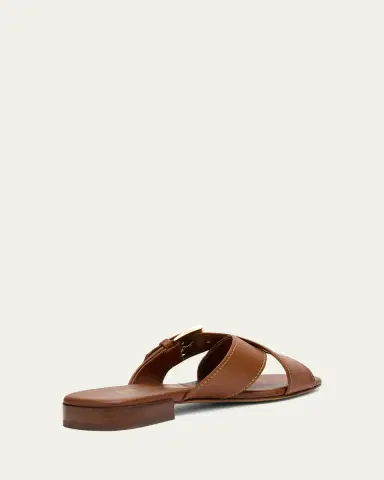 Prada Triangle Leather Slide Sandals | Thumbnail 4 Prada Triangle Leather Slide Sandals | Thumbnail 4