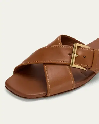 Prada Triangle Leather Slide Sandals | Thumbnail 5 Prada Triangle Leather Slide Sandals | Thumbnail 5