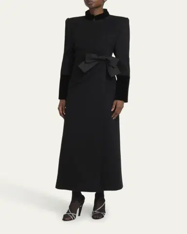 Valentino Garavani Velvet Bow Double-Breasted Wool-Cashmere Long Coat | Thumbnail 4 Valentino Garavani Velvet Bow Double-Breasted Wool-Cashmere Long Coat | Thumbnail 4