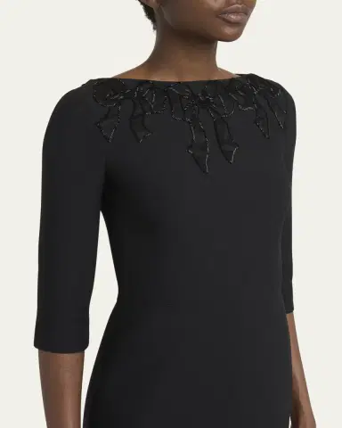 Valentino Garavani Bow Embroidered Wool Silk Midi Dress | Thumbnail 5 Valentino Garavani Bow Embroidered Wool Silk Midi Dress | Thumbnail 5