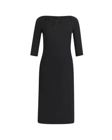 Valentino Garavani Bow Embroidered Wool Silk Midi Dress | Thumbnail 1 Valentino Garavani Bow Embroidered Wool Silk Midi Dress | Thumbnail 1