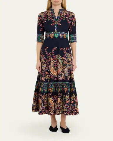 Etro Paisley Cotton 3/4-Sleeve Maxi Shirtdress | Thumbnail 2 Etro Paisley Cotton 3/4-Sleeve Maxi Shirtdress | Thumbnail 2