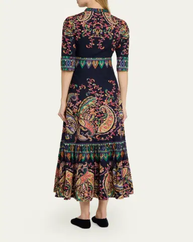 Etro Paisley Cotton 3/4-Sleeve Maxi Shirtdress | Thumbnail 3 Etro Paisley Cotton 3/4-Sleeve Maxi Shirtdress | Thumbnail 3