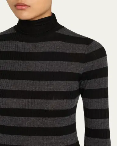 Majestic Filatures Striped Rib-Knit Turtleneck Sweater | Thumbnail 5 Majestic Filatures Striped Rib-Knit Turtleneck Sweater | Thumbnail 5